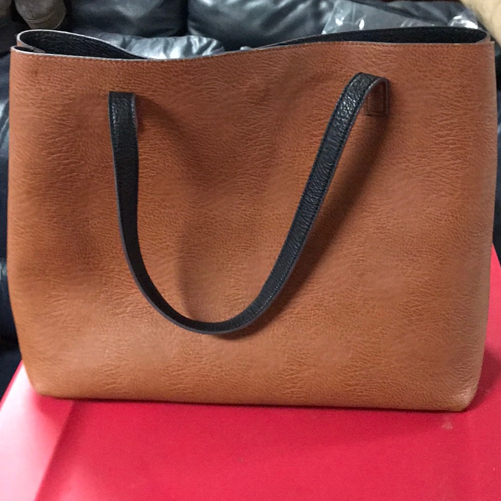 Street Level Reversible Faux Leather Tote